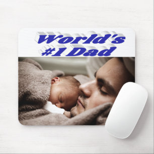 Dad Photo blue text Mouse Pad