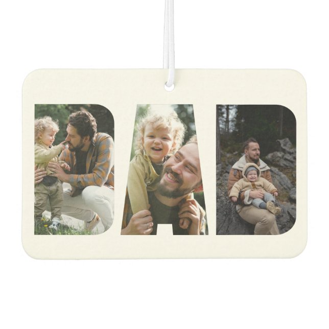 Dad Photo Collage Cut Out Text  Car Air Freshener (Front)