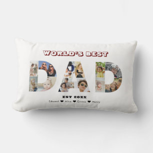 Dad Photo Collage Cutout Father's Day Birthday Lumbar Cushion