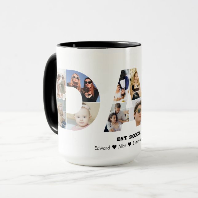 Dad Photo Collage Cutout Father's Day Birthday Mug (Front Left)