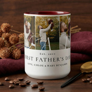 Dad Photo Collage First Father's Day Keepsake Gift Two-Tone Coffee Mug