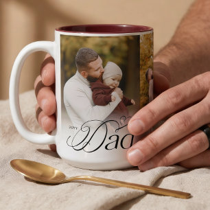 Dad Photo Collage First Father's Day Keepsake Gift Two-Tone Coffee Mug