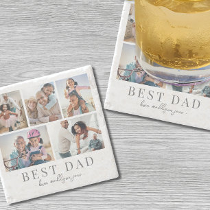 Dad Photo Collage Stone Coaster