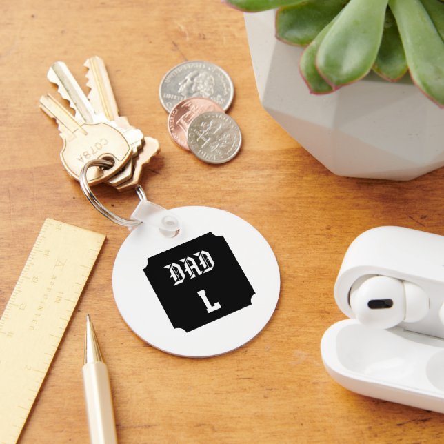 Dad Photo – Custom Retro Monogram Key Ring (Desk)