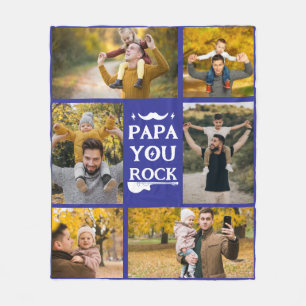 Dad Photo Custom Throw with Kids Names Gif Fleece Blanket
