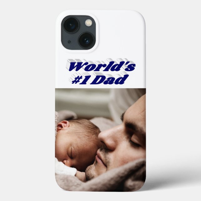 Dad Photo dark blue text  iPhone Case (Back)