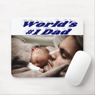 Dad Photo dark blue text Mouse Pad