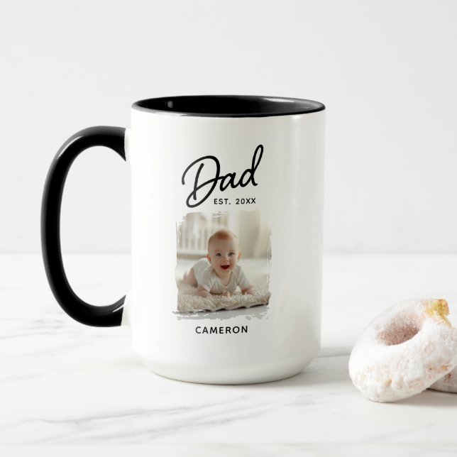 Dad Photo Established Date Mug (With Donut)