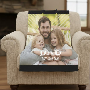 Dad Photo Established Fleece Blanket