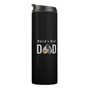 Dad Photo in Black Heart Frame Modern Text Thermal Tumbler