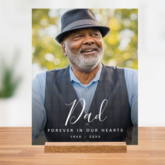 Dad Photo Memorial Funeral Tribute  Acrylic Sign (Dad Photo Memorial Sign)