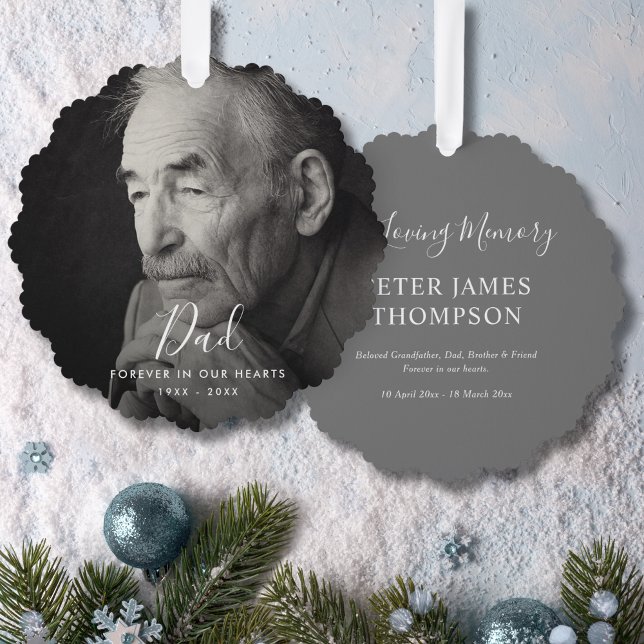 Dad Photo Memorial Tribute Remembrance  Tree Decoration Card (Creator Uploaded)