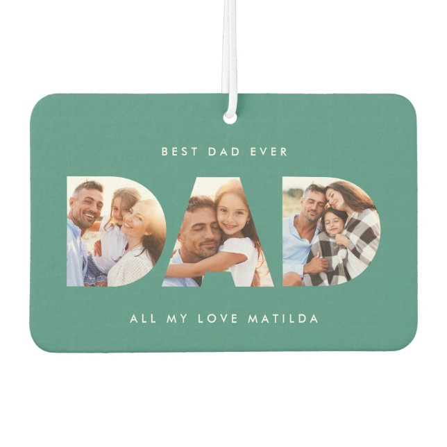 Dad photo modern typography child gift car air freshener (Front)