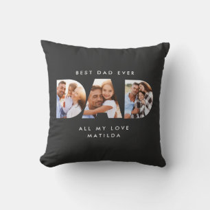 Dad photo modern typography child gift cushion