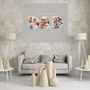Dad photo modern typography child gift grey poster