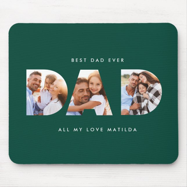 Dad photo modern typography child gift mouse pad (Front)