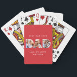 Dad photo modern typography child gift playing cards<br><div class="desc">Dad multi photo modern typography child gift. Ideal fathers day,  birthday or christmas gift. Colours can be changed.</div>