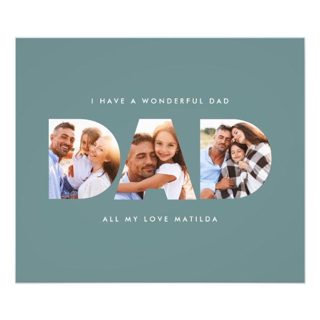 Dad photo modern typography child gift print (Front)