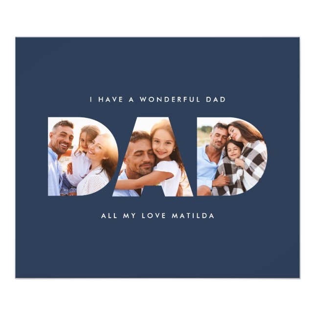 Dad photo modern typography child gift print (Front)
