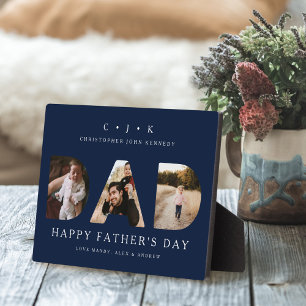 DAD Photo Navy Father's Day Personalised Monogram Plaque
