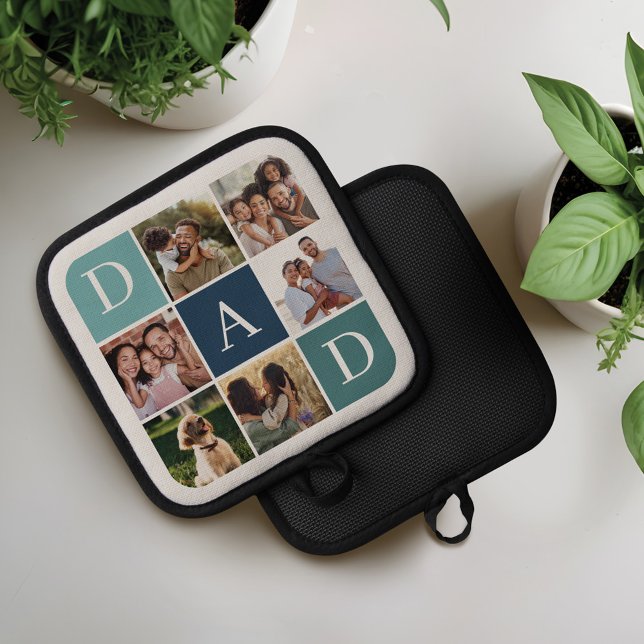 Dad Photo Square Gird Monogram & Personalised Pot Holder (Dad Photo Square Gird Monogram & Personalized Pot Holder
)