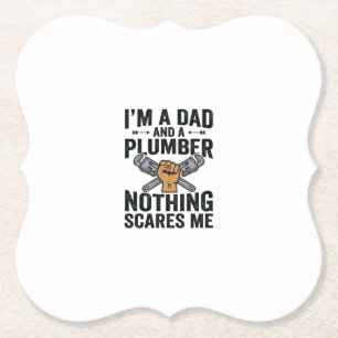 Dad Plumber Nothing Scares Me Vintage Shirt Design Paper Coaster