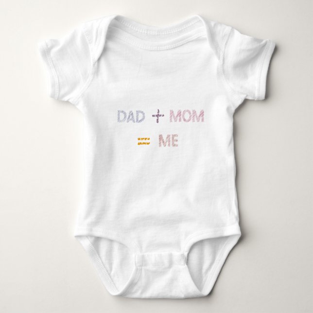 Dad Plus Mum Equals Me Cute saying Baby Bodysuit (Front)