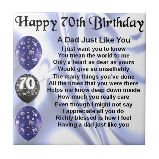 Dad Poem 70th Birthday Tile (Front)