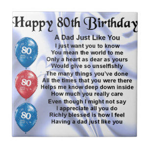 Dad Poem 80th Birthday Ceramic Tile