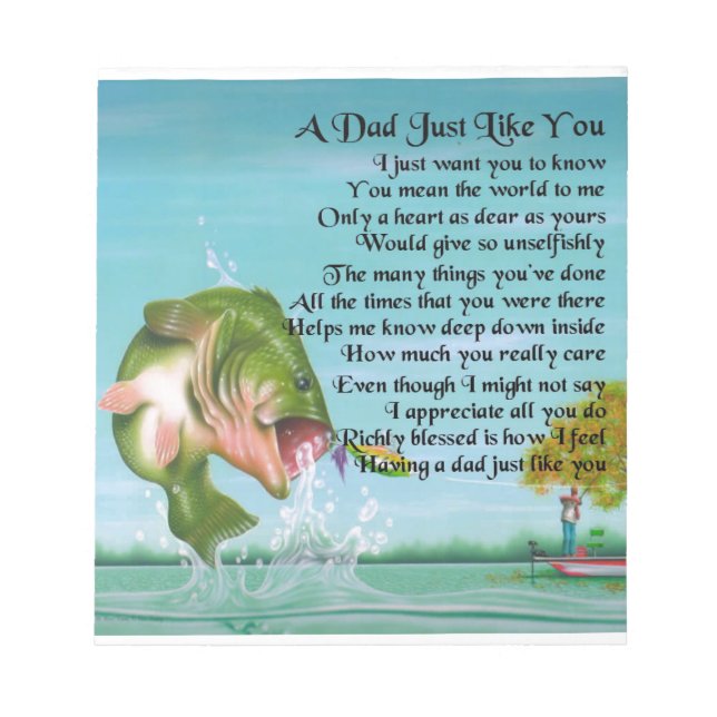 Dad Poem - Fishing Design Notepad (Front)