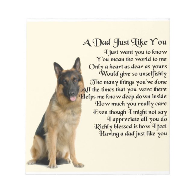 Dad Poem - German Shepherd Dog Notepad (Front)