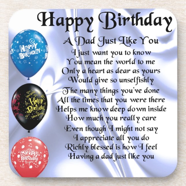 Dad Poem  Happy Birthday Coaster (Front)