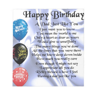 Dad Poem  Happy Birthday Notepad