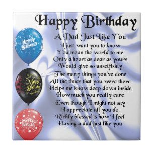 Dad Poem  Happy Birthday Tile