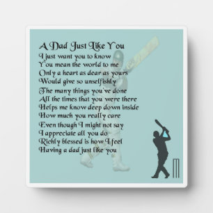 Dad Poem Plaque - Cricket Design