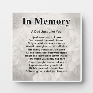 Dad  Poem Plaque  -  In Memory   Design