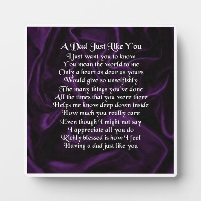 Dad  Poem Plaque  -  Purple Silk  Design (Front)