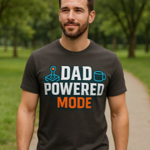 Dad Powered Mode   Gamer & Coffee Energy Neon Glow T-Shirt