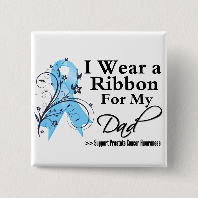 Dad Prostate Cancer Ribbon 15 Cm Square Badge (Front)