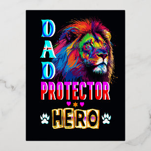 Dad Protector Hero Foil Holiday Postcard