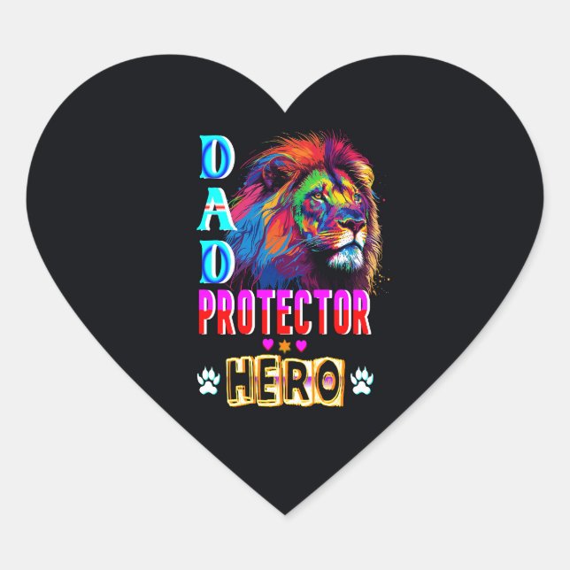 Dad Protector Hero Heart Sticker (Front)