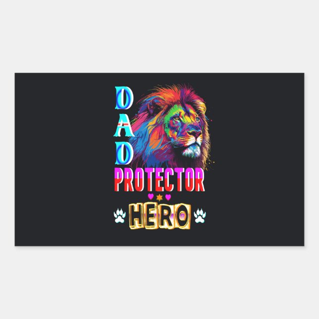 Dad Protector Hero Rectangular Sticker (Front)