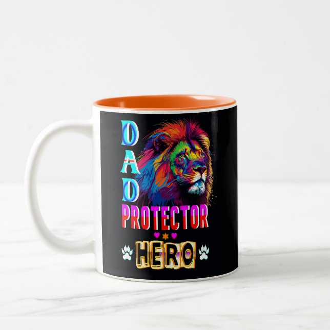 Dad Protector Hero Two-Tone Coffee Mug (Left)