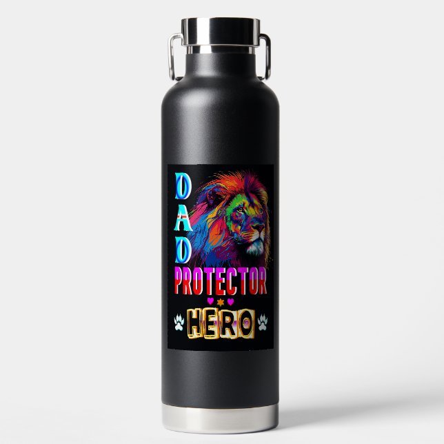 Dad Protector Hero Water Bottle (Front)
