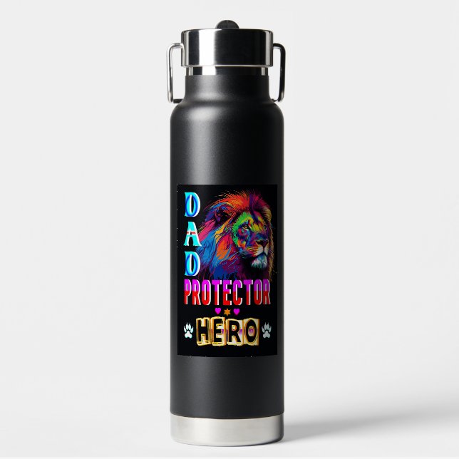 Dad Protector Hero Water Bottle (Front)