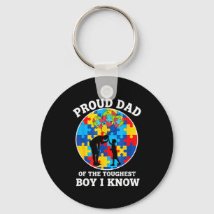 Dad Proud Dad Of The Toughest Boy I Know Autism Aw Key Ring