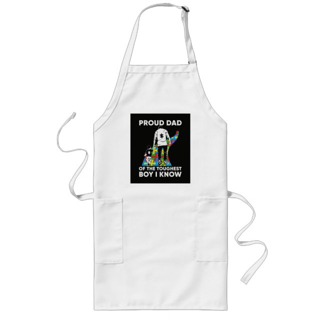 Dad Puzzle Autism Awareness Gift for Birthday Long Apron (Front)