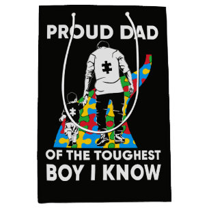 Dad Puzzle Autism Awareness Gift for Birthday Medium Gift Bag