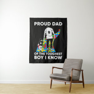 Dad Puzzle Autism Awareness Gift for Birthday Tapestry