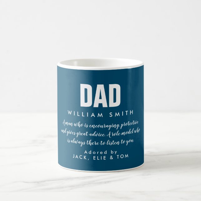 Dad Quote Modern Typography Blue Coffee Mug (Center)